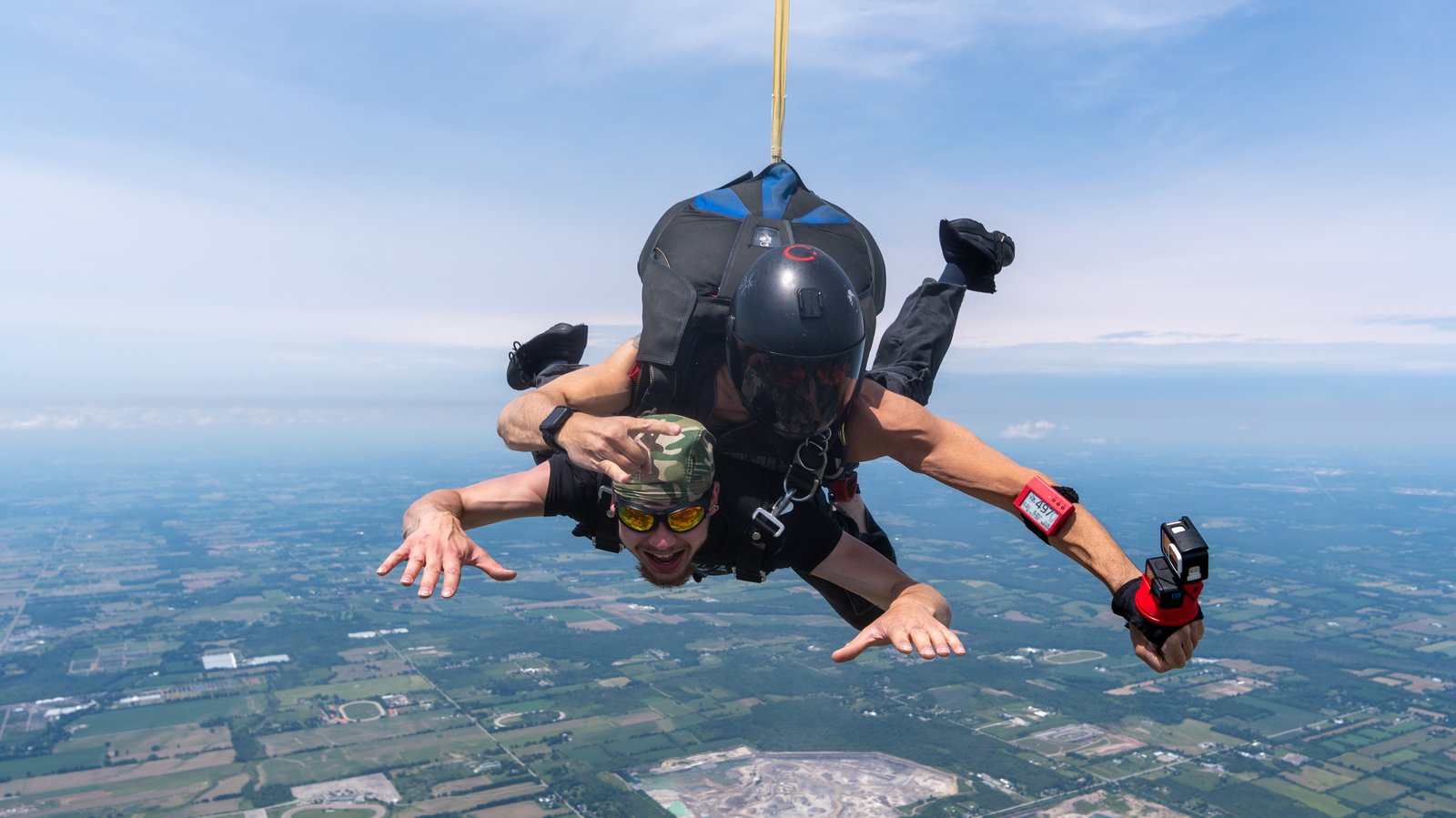 Tandem skydiving over the Niagara Escarpment with Skydive SWOOP